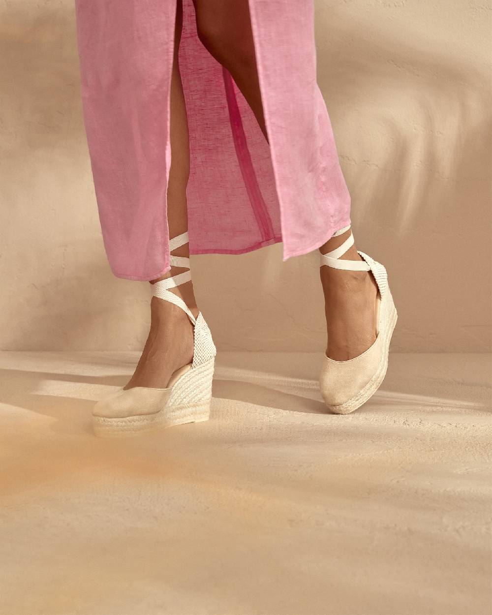 Manebí Soft Suede Wedge Espadrilles - Hamptons Champagne Beige Latest fashion