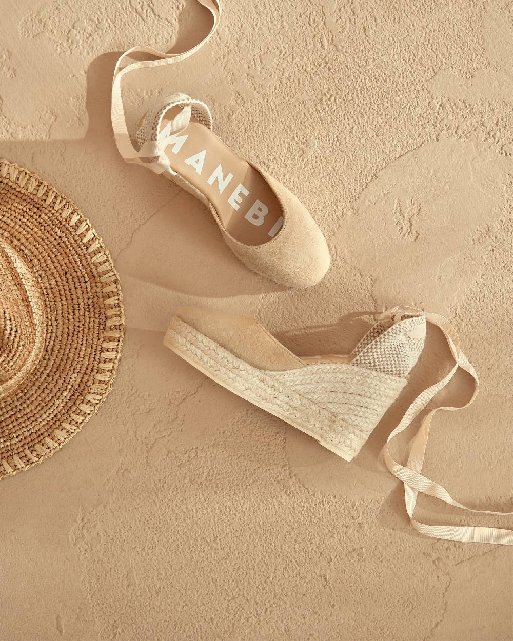 Manebí Soft Suede Wedge Espadrilles - Hamptons Champagne Beige Latest fashion