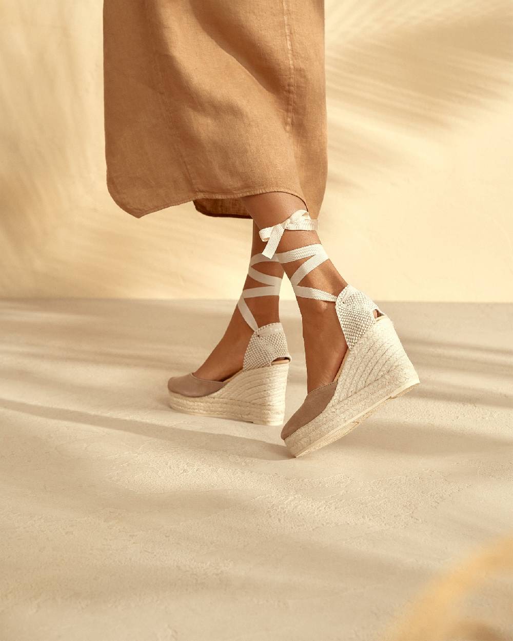 Manebí Soft Suede Wedge Espadrilles - Hamptons Vintage Taupe Online Outlet