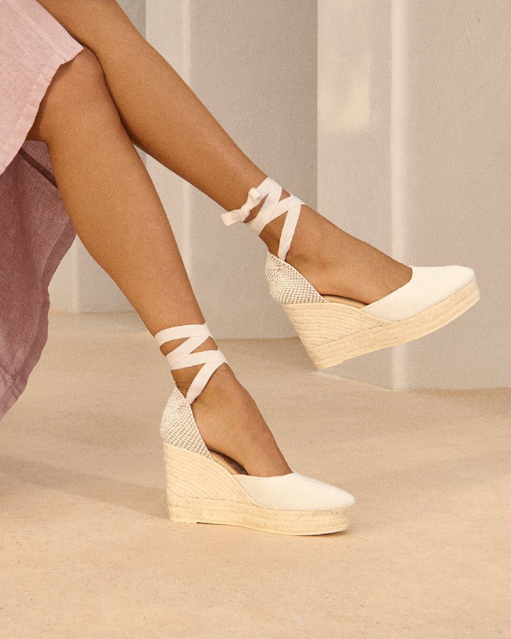 Manebí Organic Hemp Wedge Espadrilles - La Havana White Lightning offer