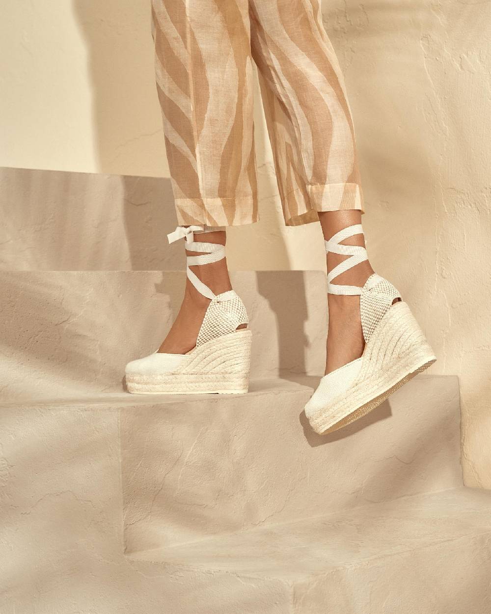 Manebí Organic Hemp Wedge Espadrilles - La Havana White Lightning offer