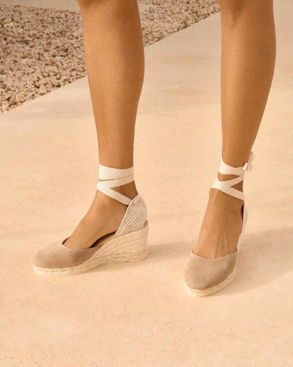 Manebí Soft Suede Low Wedge Espadrilles - Hamptons Vintage Taupe Nuovi prodotti