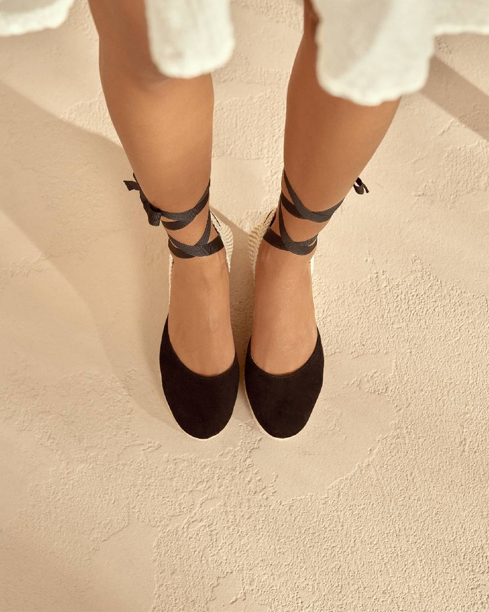 Manebí Soft Suede Low Wedge Espadrilles - Hamptons Black Bestseller
