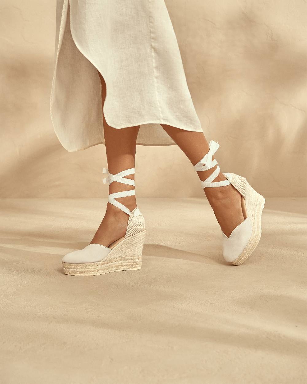 Manebí Soft Suede Heart-Shaped|Wedge Espadrilles - Love White Offerte speciali