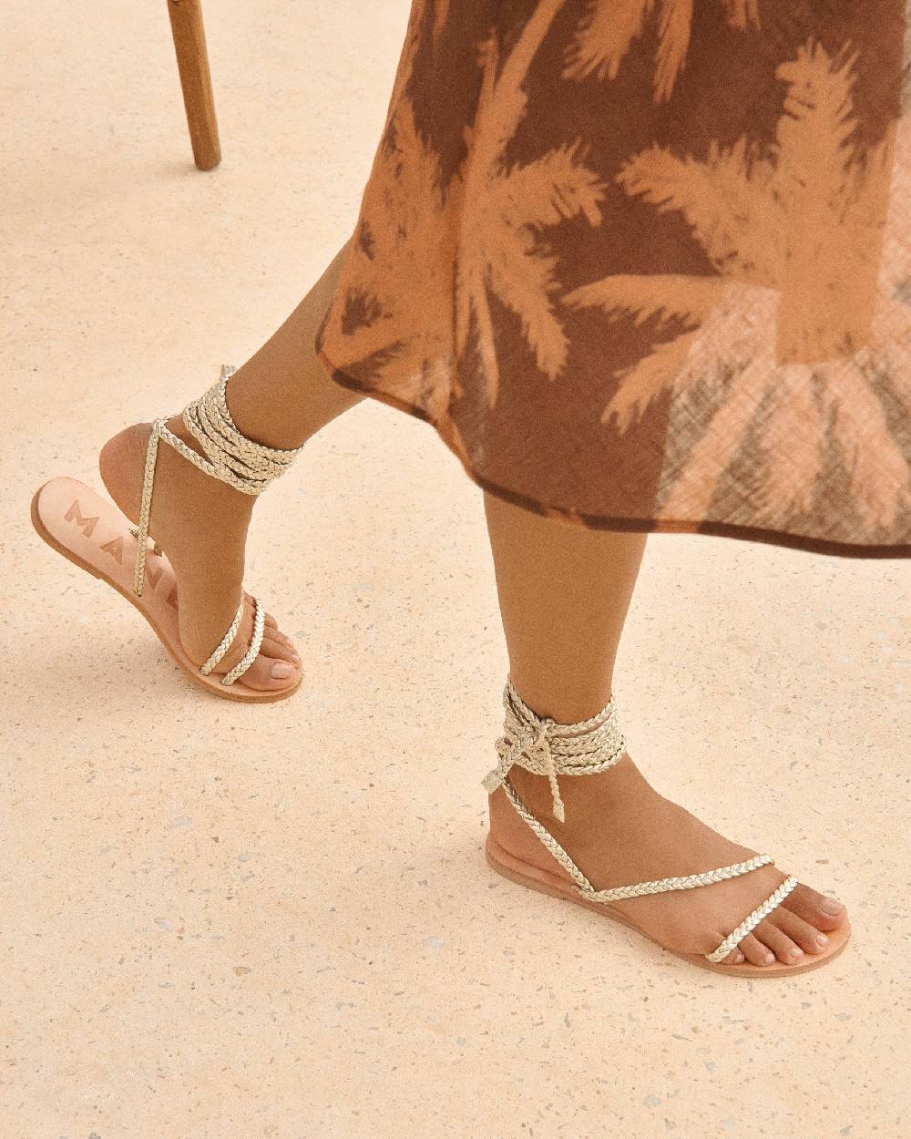 Manebí Leather Sandals|Tie-Up Multi Braid Bands - Platinum Super Saving Price