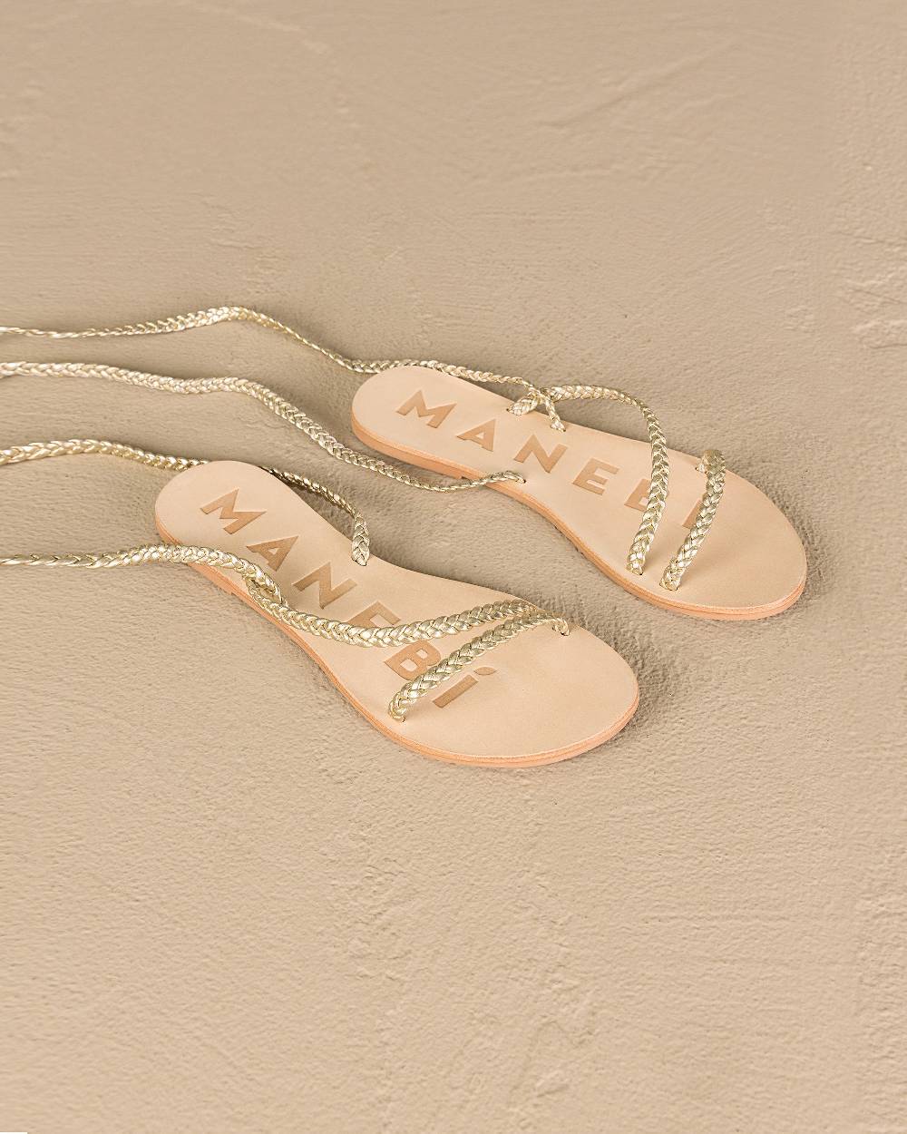 Manebí Leather Sandals|Tie-Up Multi Braid Bands - Platinum Super Saving Price