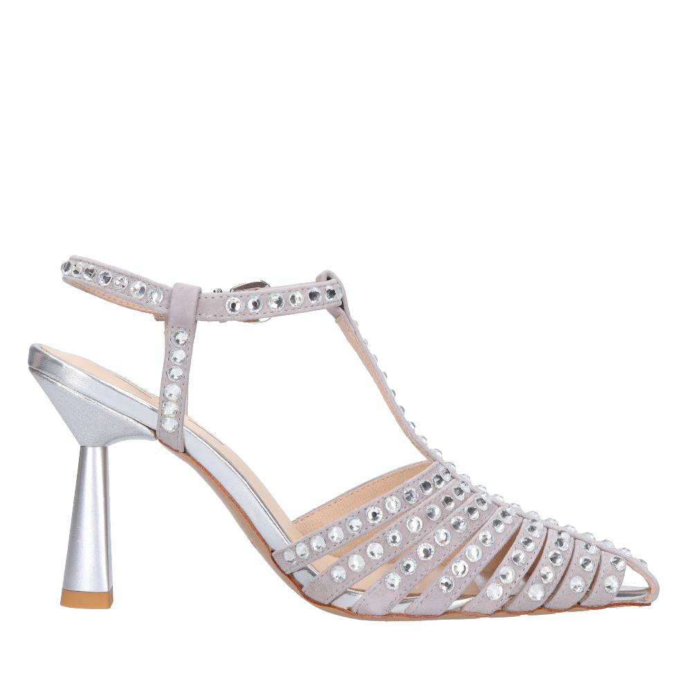 EMANUELLE VEE Décolleté Slingback in pelle e strass Ritorno libero