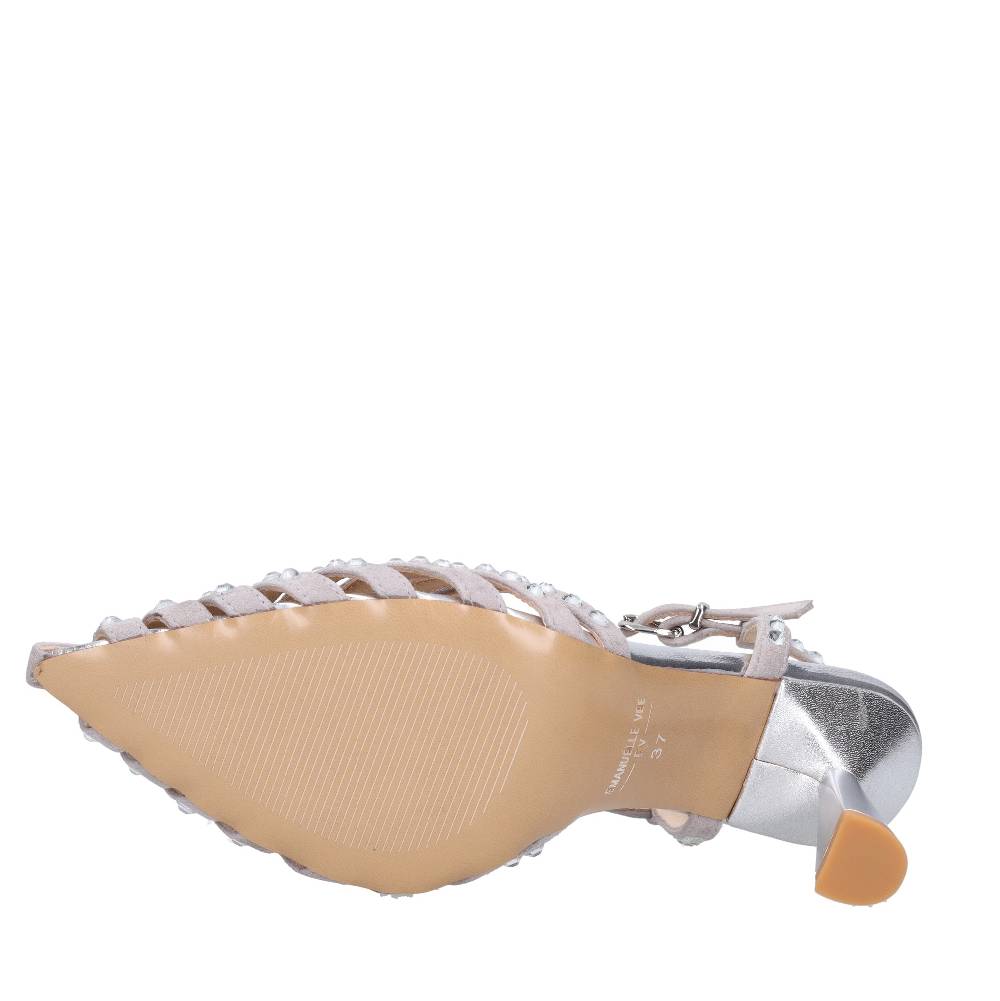 EMANUELLE VEE Décolleté Slingback in pelle e strass Ritorno libero