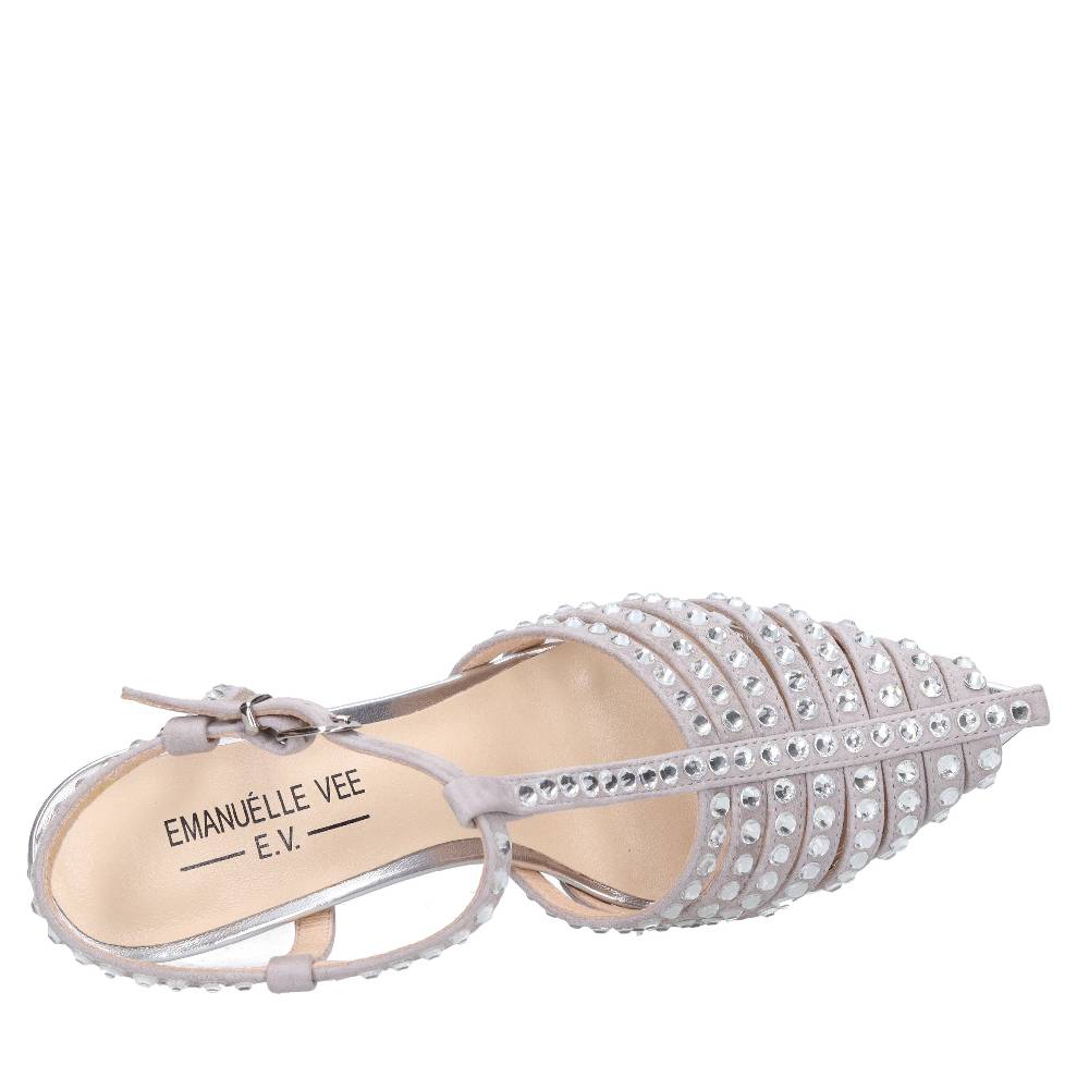 EMANUELLE VEE Décolleté Slingback in pelle e strass Ritorno libero