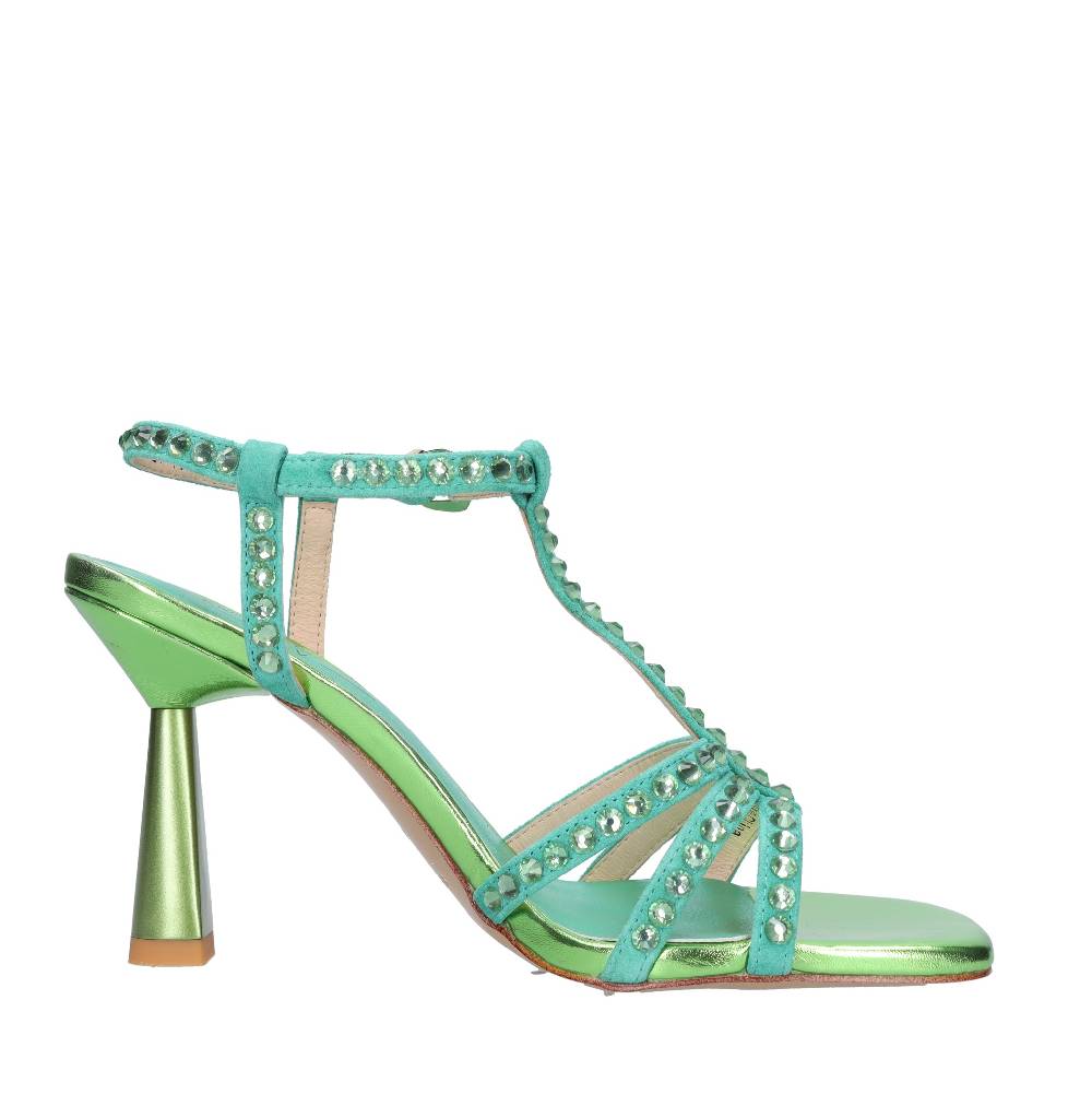 EMANUELLE VEE Sandali in pelle e strass Offerta speciale della fabbrica