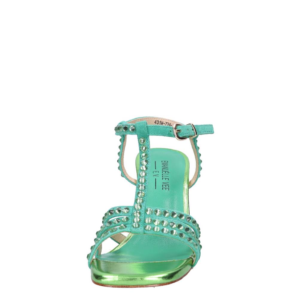 EMANUELLE VEE Sandali in pelle e strass Offerta speciale della fabbrica