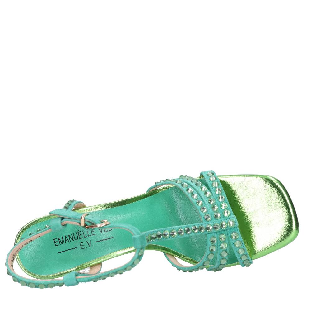 EMANUELLE VEE Sandali in pelle e strass Offerta speciale della fabbrica