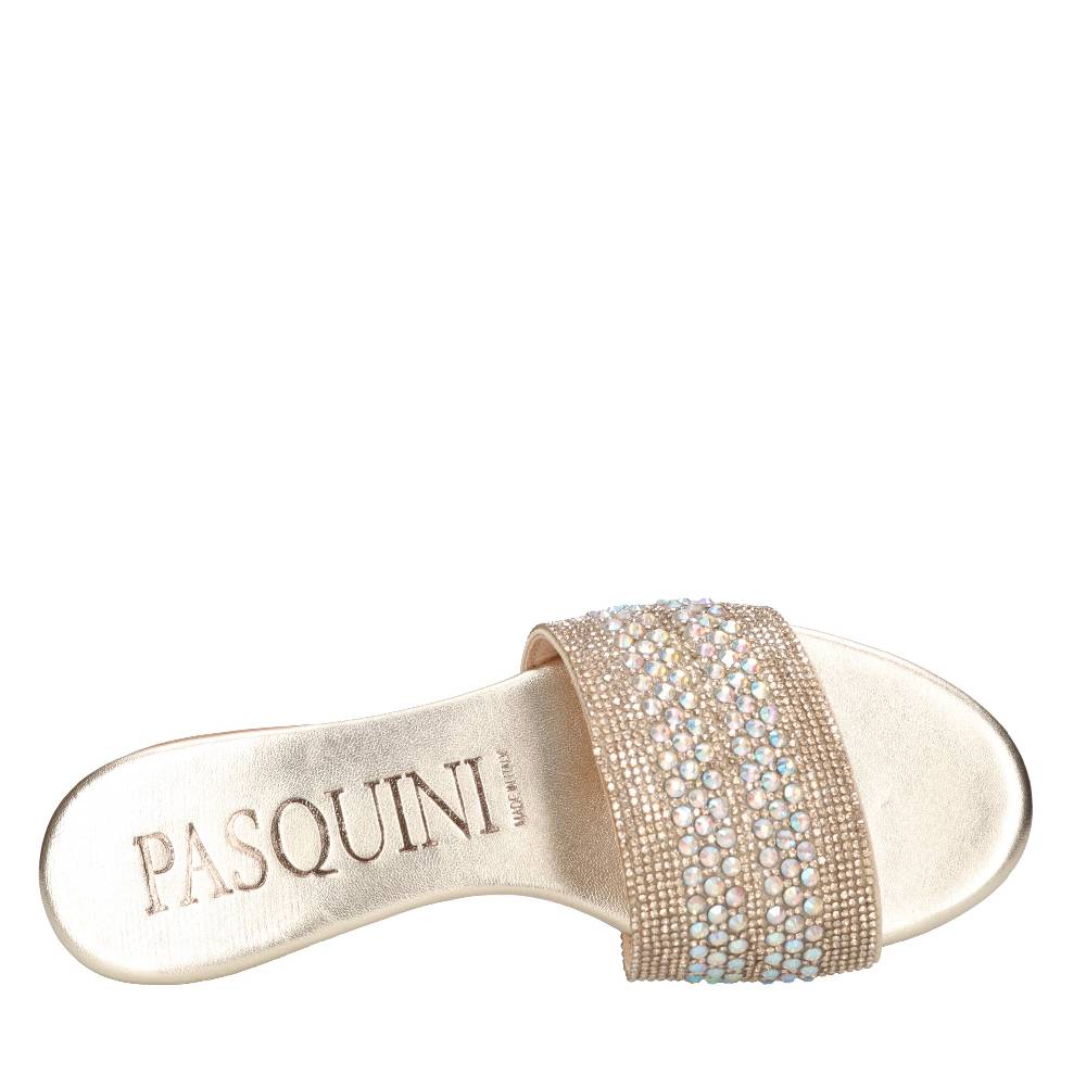 PASQUINI Mules in pelle e strass Sottocosto