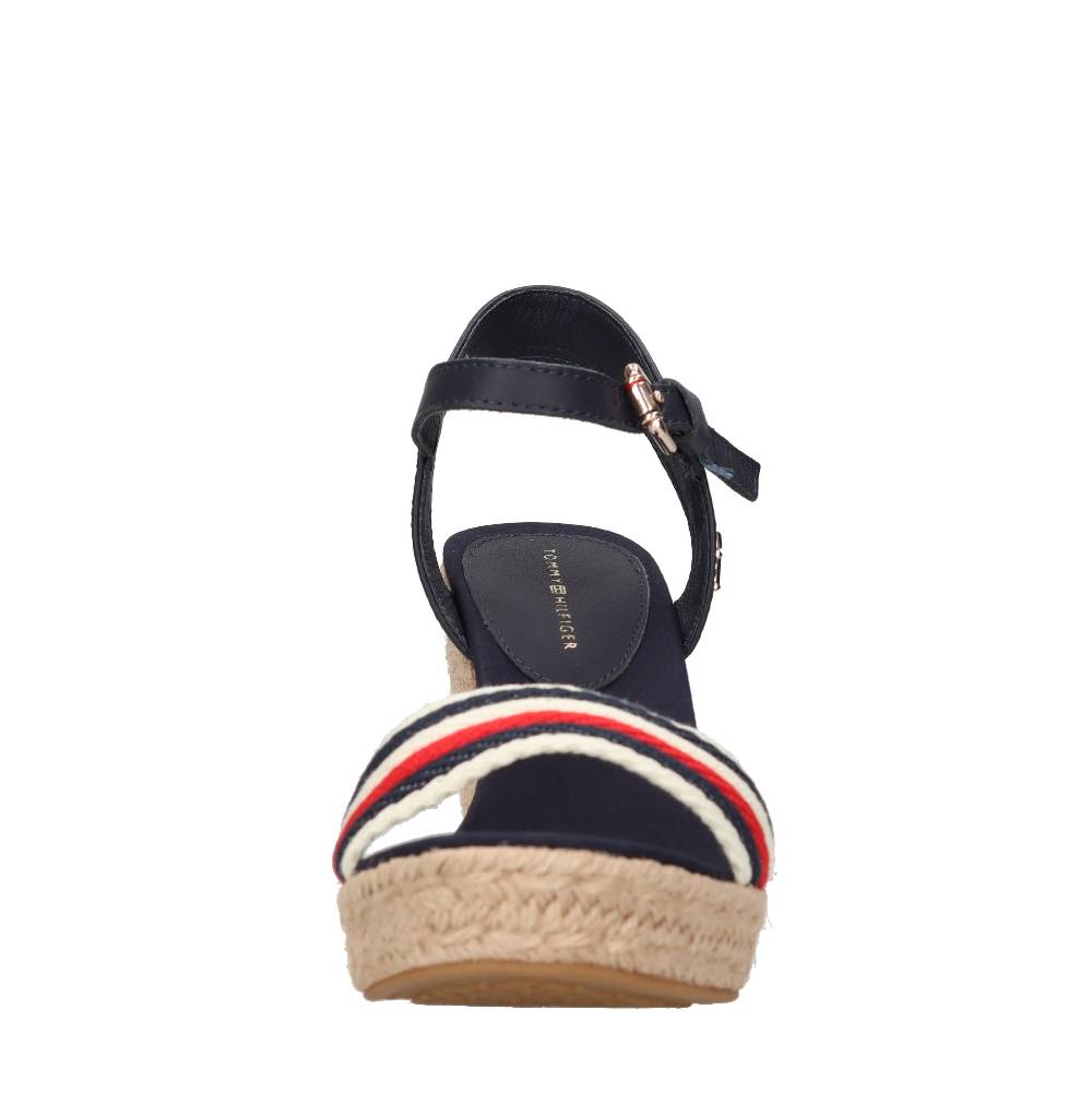 TOMMY HILFIGER Sandali con zeppa in pelle e tessuto Enormi sconti