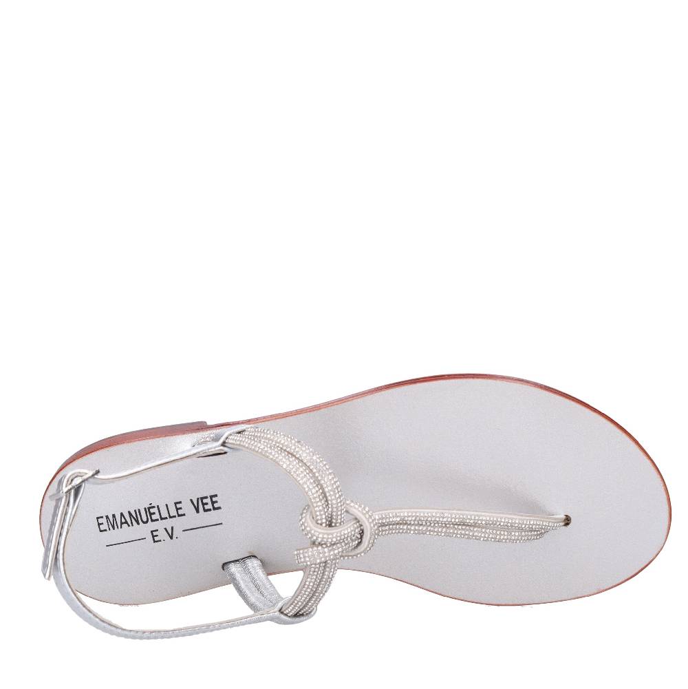 EMANUELLE VEE Sandali infradito in pelle e strass Vendite Flash