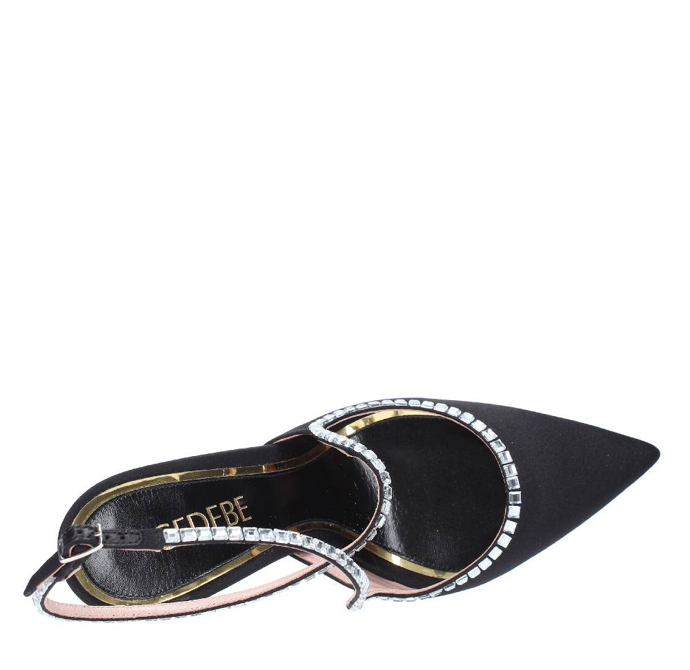 GEDEBE Décolleté slingback GEDEBE modello VIOLA in raso e strass Nuovi prodotti