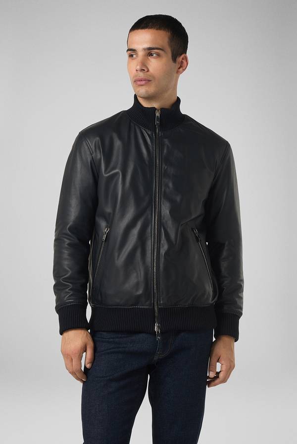 Pal Zileri Bomber in pelle con colletto stand up Outlet