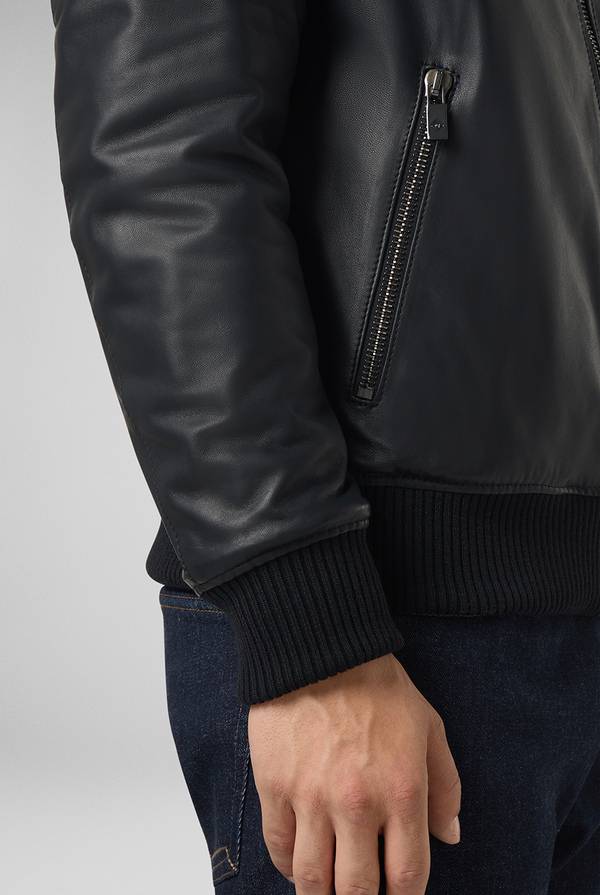 Pal Zileri Bomber in pelle con colletto stand up Outlet