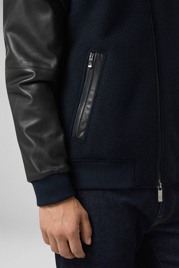 Pal Zileri Varsity Jacket in lana tecnica con maniche in pelle Vendita Economica