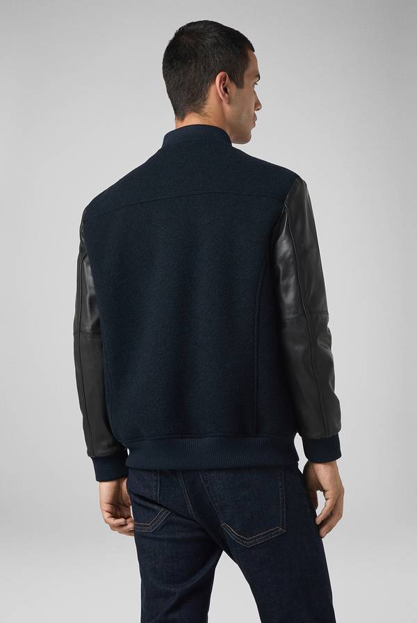 Pal Zileri Varsity Jacket in lana tecnica con maniche in pelle Vendita Economica