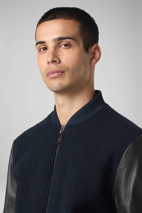 Pal Zileri Varsity Jacket in lana tecnica con maniche in pelle Vendita Economica