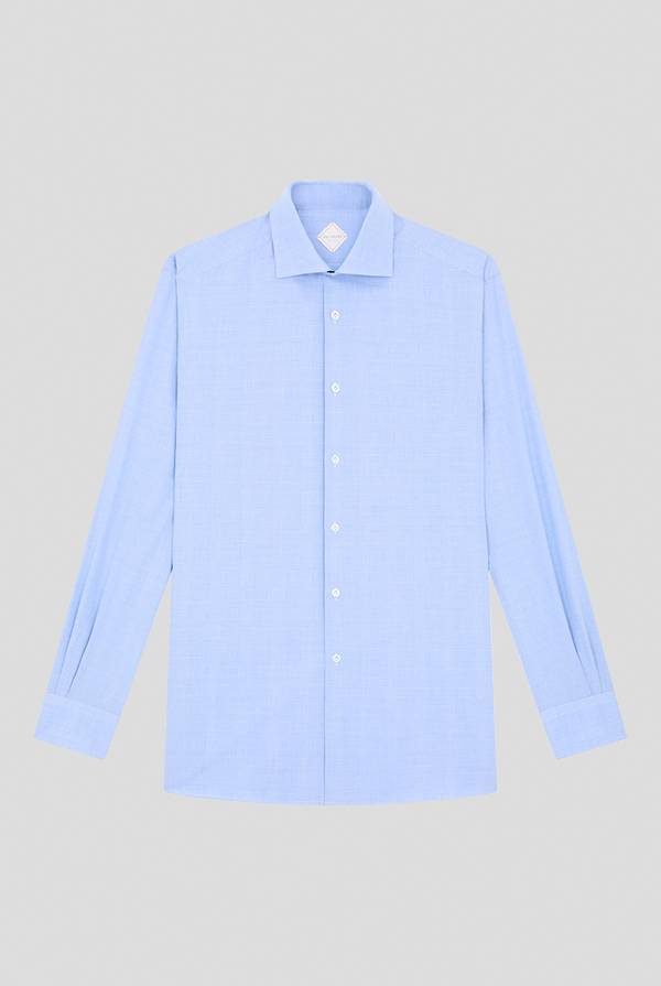 Pal Zileri Camicia Principe di Galles azzurra Saldi Di Fabbrica