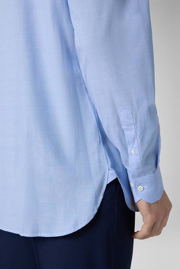 Pal Zileri Camicia Principe di Galles azzurra Saldi Di Fabbrica