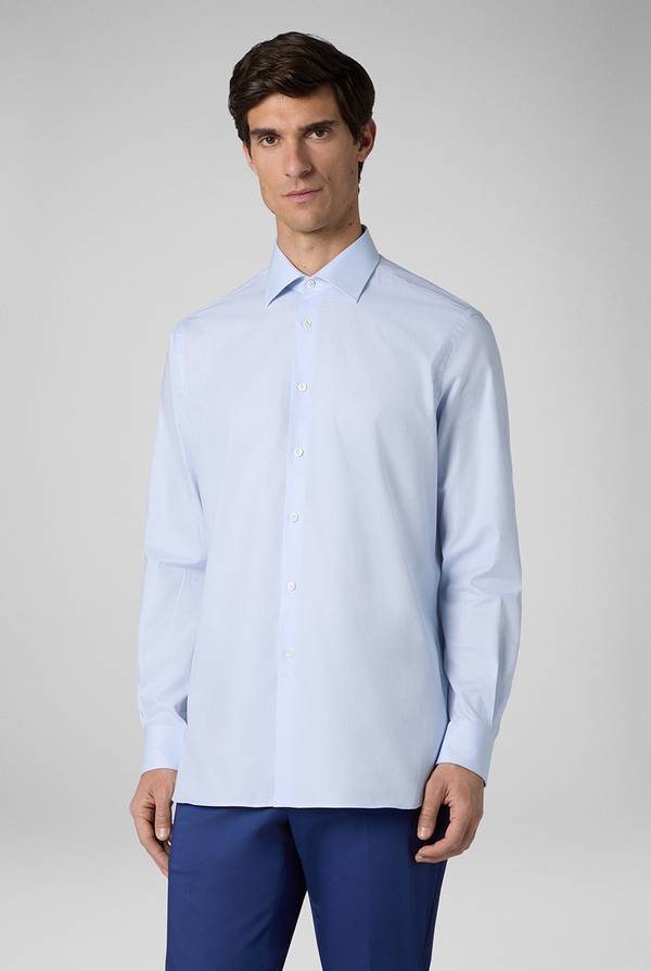 Pal Zileri Camicia azzurra con micro struttura Qualità