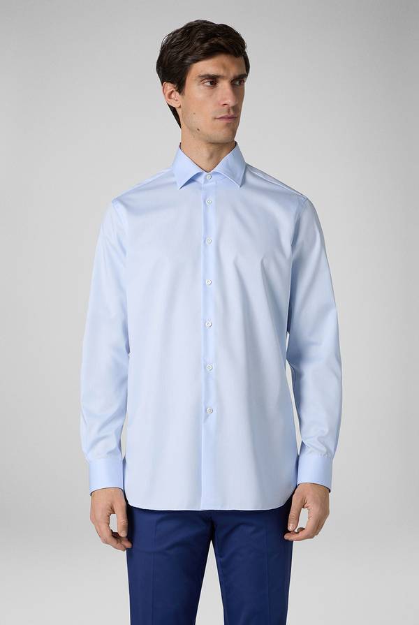 Pal Zileri Camicia azzurra in cotone con collo Milano Promozione