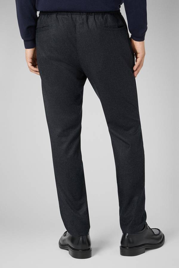 Pal Zileri Pantaloni in pura lana grigio antracite con coulisse regolabile Acquista Ora