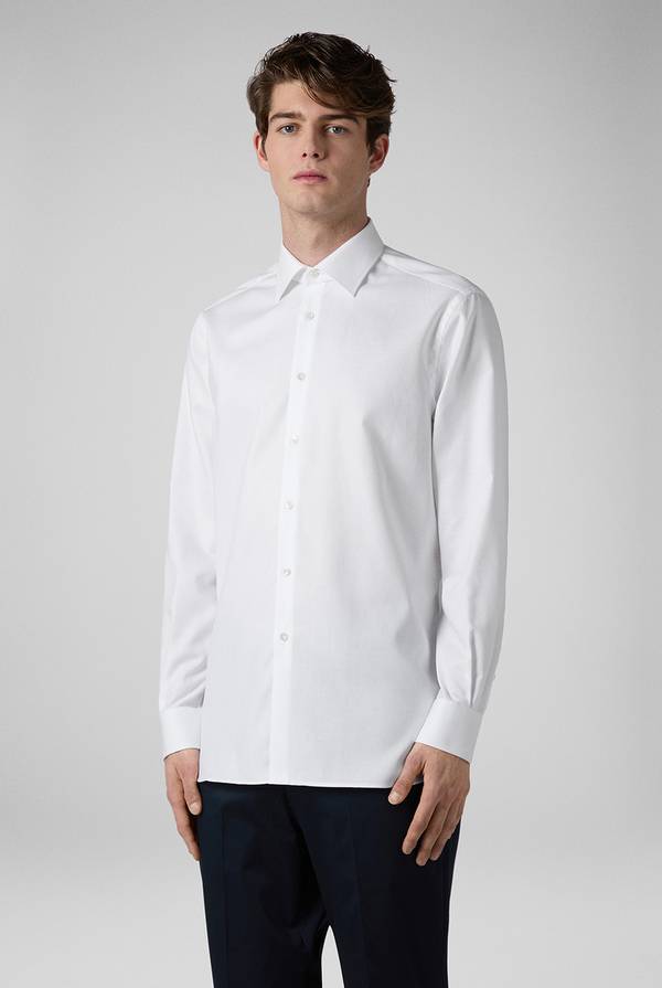 Pal Zileri Camicia bianca in cotone con micro struttura 2025