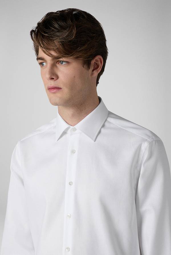Pal Zileri Camicia bianca in cotone con micro struttura 2025