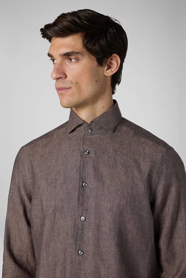 Pal Zileri Camicia in lino marrone Italy