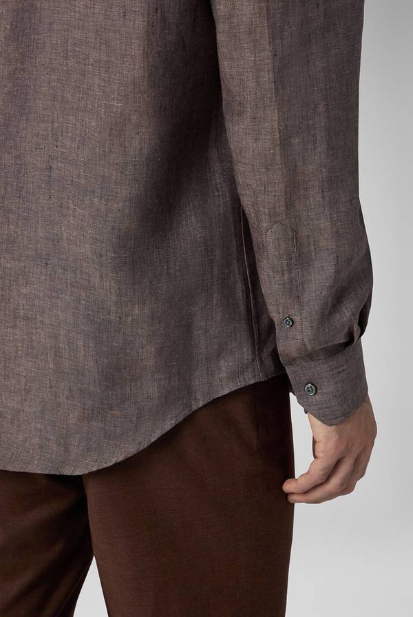 Pal Zileri Camicia in lino marrone Italy