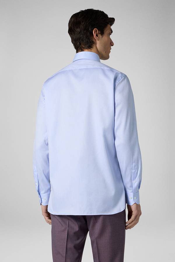 Pal Zileri Camicia in cotone con trattamento anti-piega azzurra Nuovo