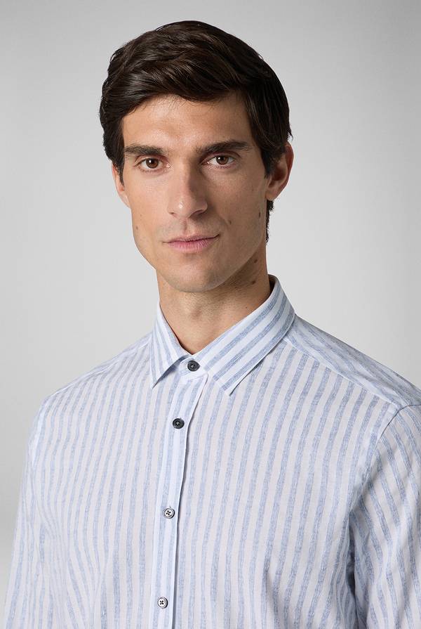 Pal Zileri Camicia a macro righe bianche e azzurre Promozione Limitata
