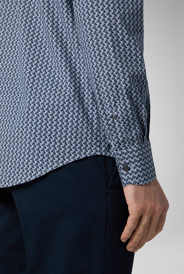 Pal Zileri Camicia in cotone stampato nei toni del blu Shopping Online