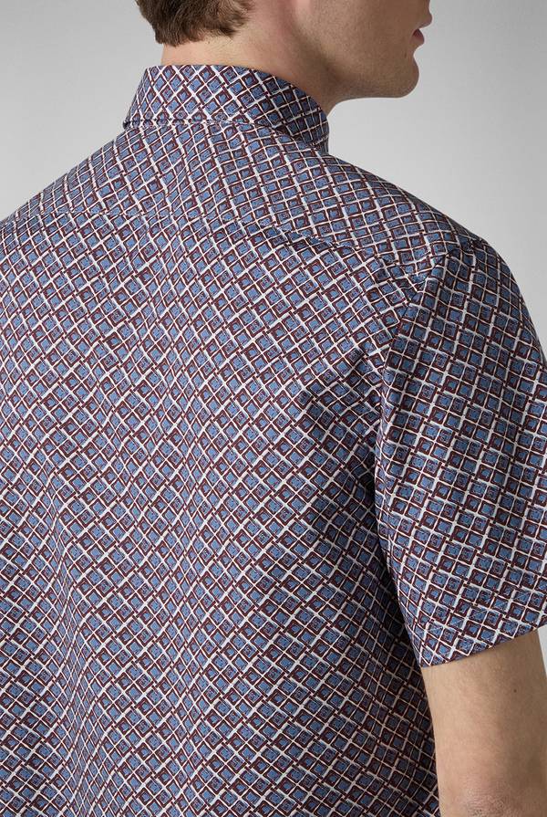 Pal Zileri Camicia bowling stampata nei toni dell'azzurro, bianco e bordeaux Affare Del Giorno