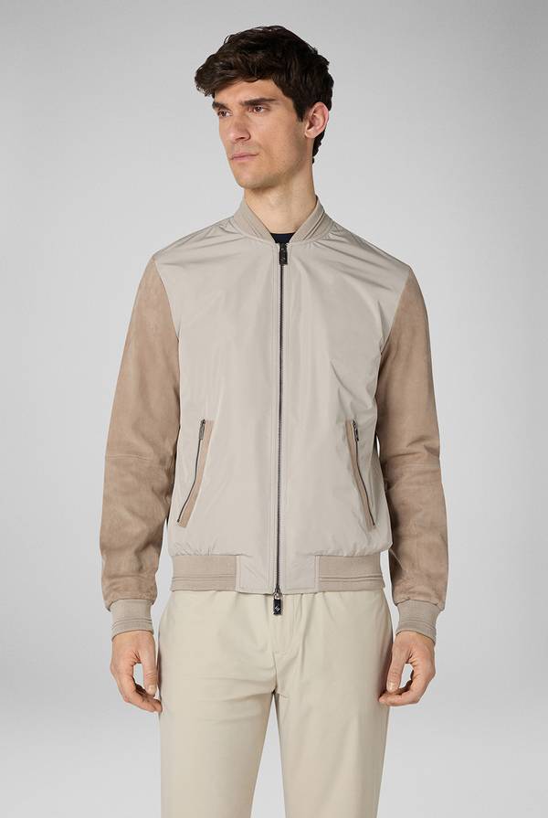 Pal Zileri Bomber beige in nylon e suede Offerte