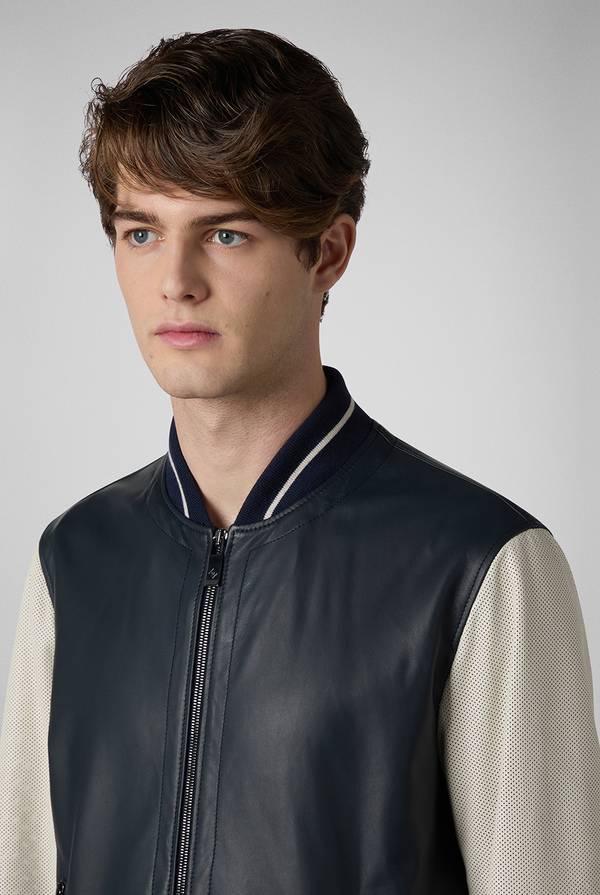Pal Zileri Varsity Jacket in nappa bicolore blu e panna Hotsell