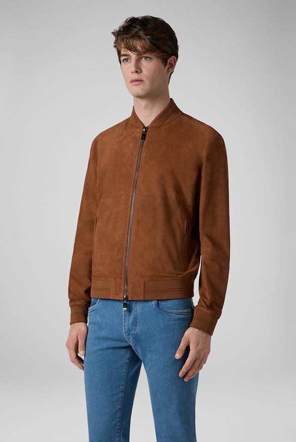 Pal Zileri Bomber in suede marrone Vendita Economica