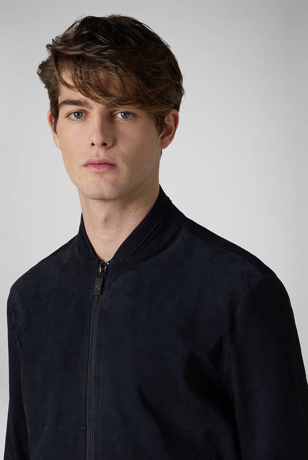 Pal Zileri Bomber in suede blu navy Saldi Di Fabbrica