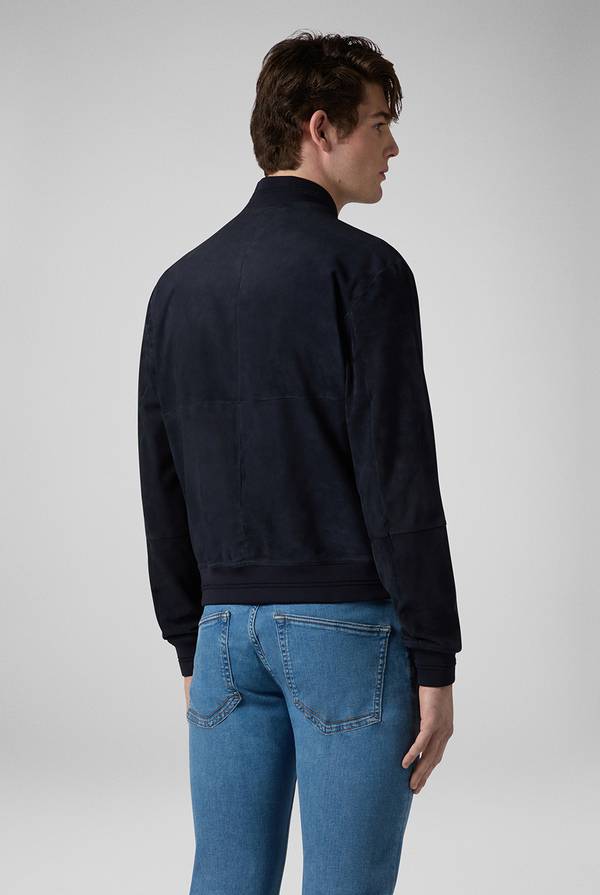 Pal Zileri Bomber in suede blu navy Saldi Di Fabbrica