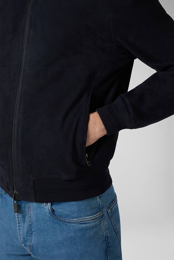 Pal Zileri Bomber in suede blu navy Saldi Di Fabbrica