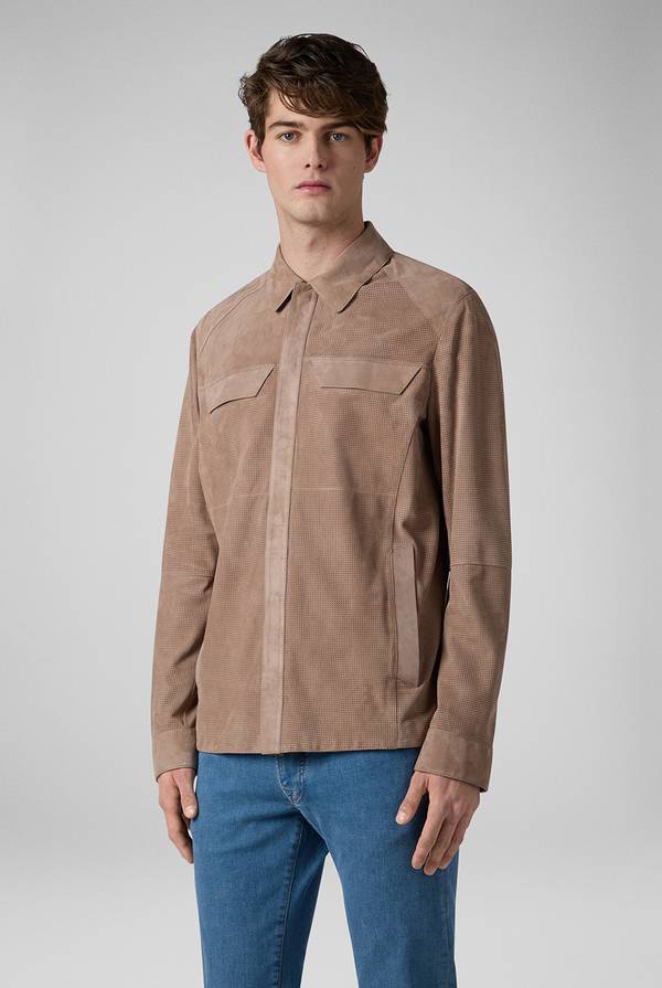 Pal Zileri Overshirt in suede e nappa micro perforata Vendite Flash
