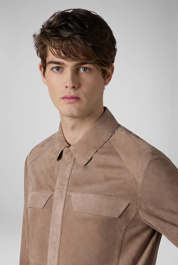 Pal Zileri Overshirt in suede e nappa micro perforata Vendite Flash