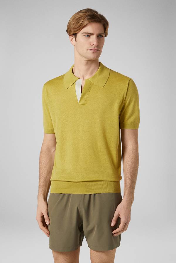 Pal Zileri Polo in maglia di lino e seta color senape Sottocosto