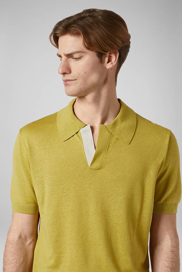 Pal Zileri Polo in maglia di lino e seta color senape Sottocosto