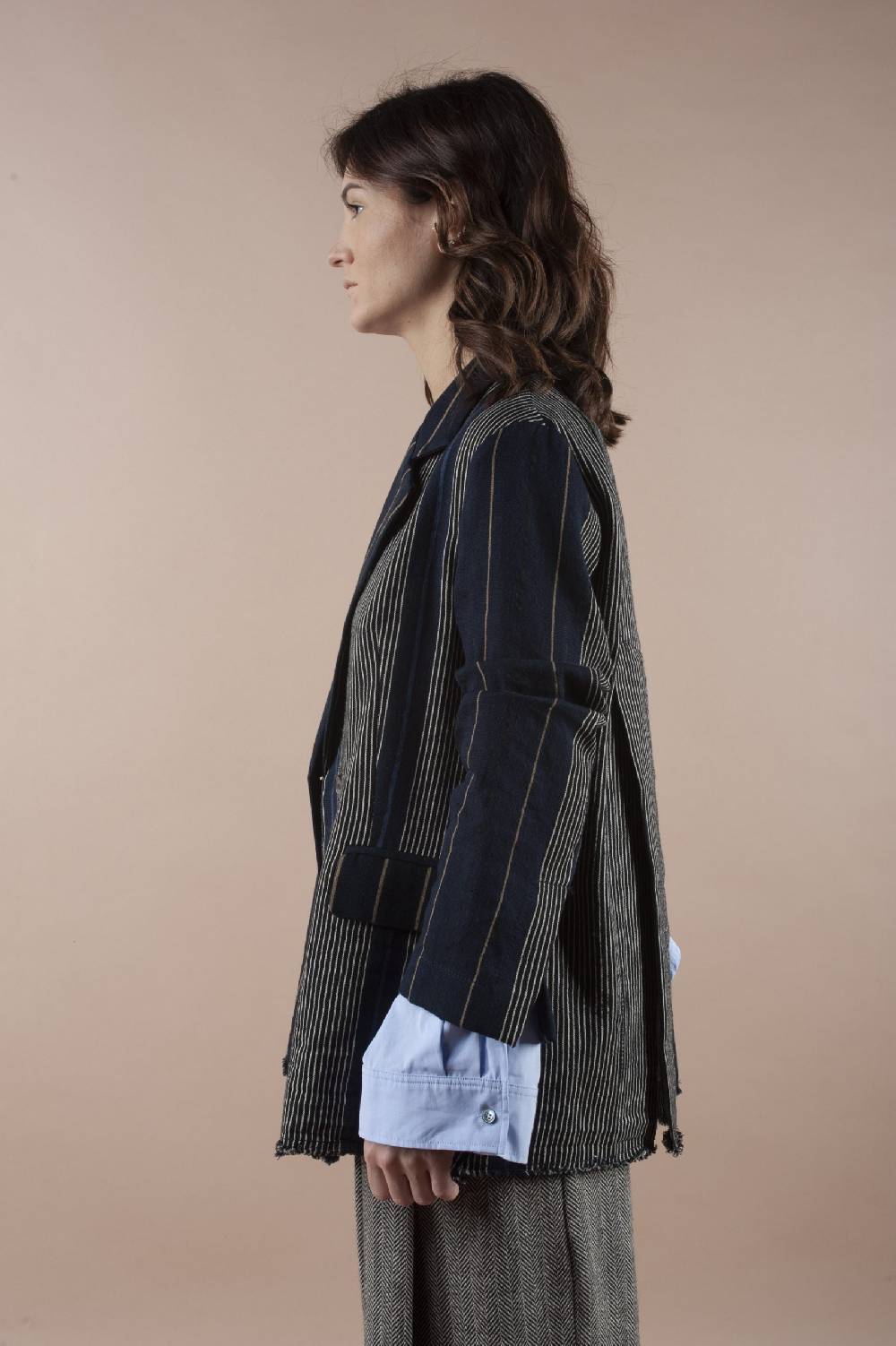 Pdr Phisique Du Role PHISIQUE DU ROLE JACKET IN WOOL/LINEN BARRE’ WITH IRREGULAR STRIPES Economico