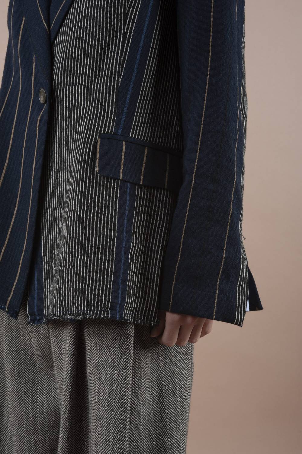 Pdr Phisique Du Role PHISIQUE DU ROLE JACKET IN WOOL/LINEN BARRE’ WITH IRREGULAR STRIPES Economico